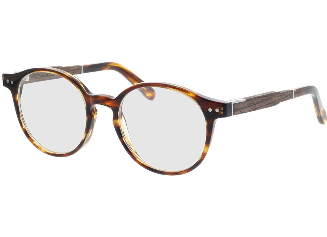 Woodfellas Optical Solln Premium ebony/havana 49-19 Brillengestell inkl. Gläser, Damen, Vollrand, panto