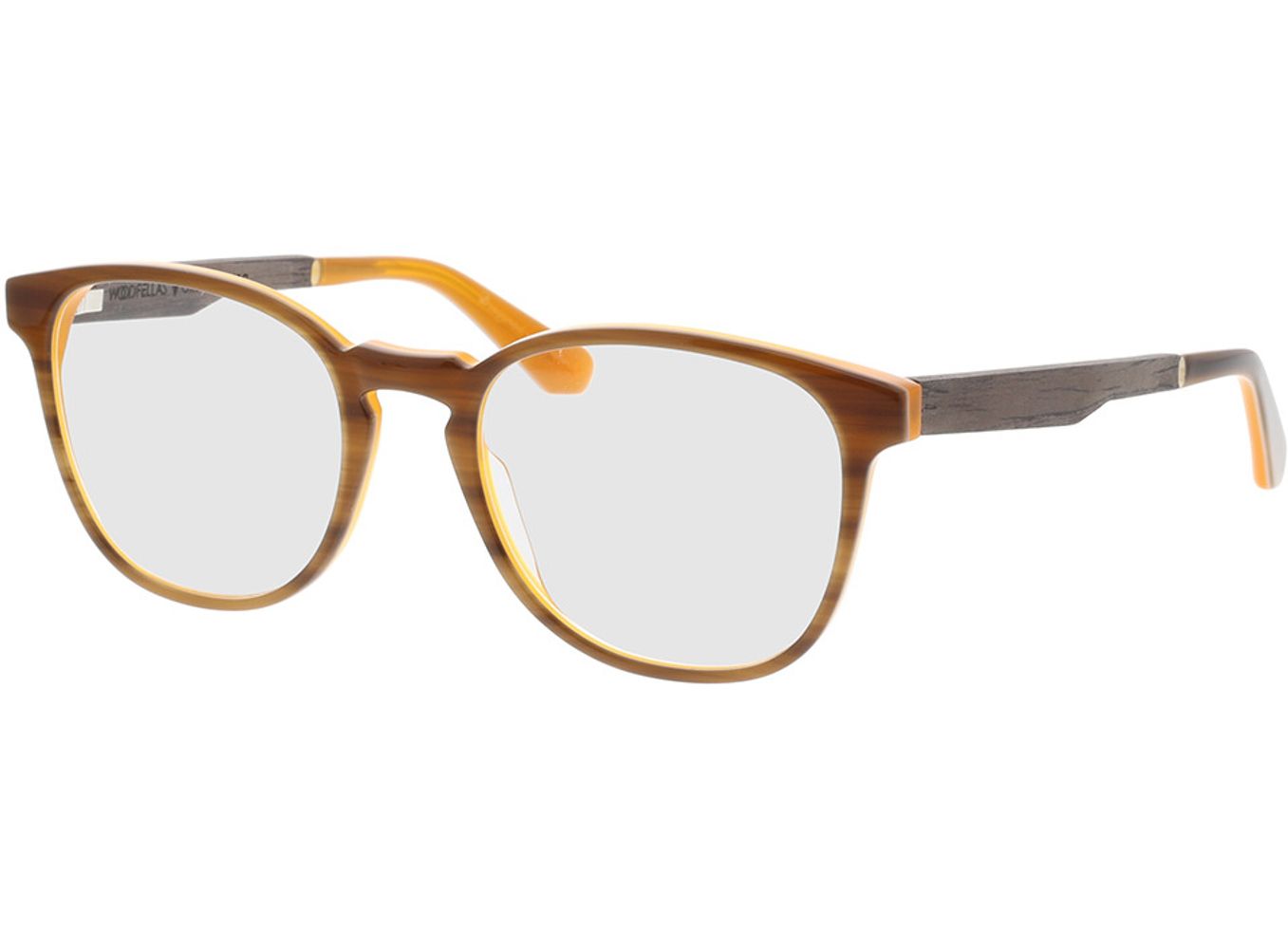 Woodfellas Optical Greifenberg black oak/havana orange 52-20 Brillengestell inkl. Gläser, Damen/Herren, Vollrand, panto