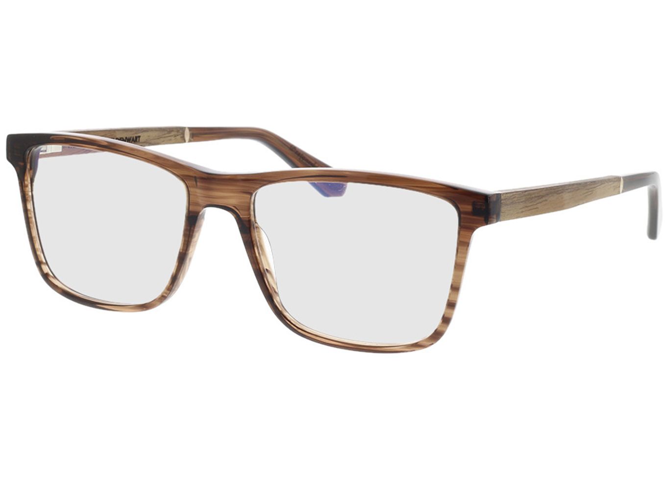 Woodfellas Optical Wildenwart walnut/crystal brw 56-18 Brillengestell inkl. Gläser, Herren, Vollrand, Eckig