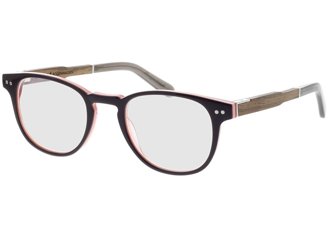 Woodfellas Optical Bogenhausen Premium walnut/brown lila 47-21 Brillengestell inkl. Gläser, Damen, Vollrand, panto