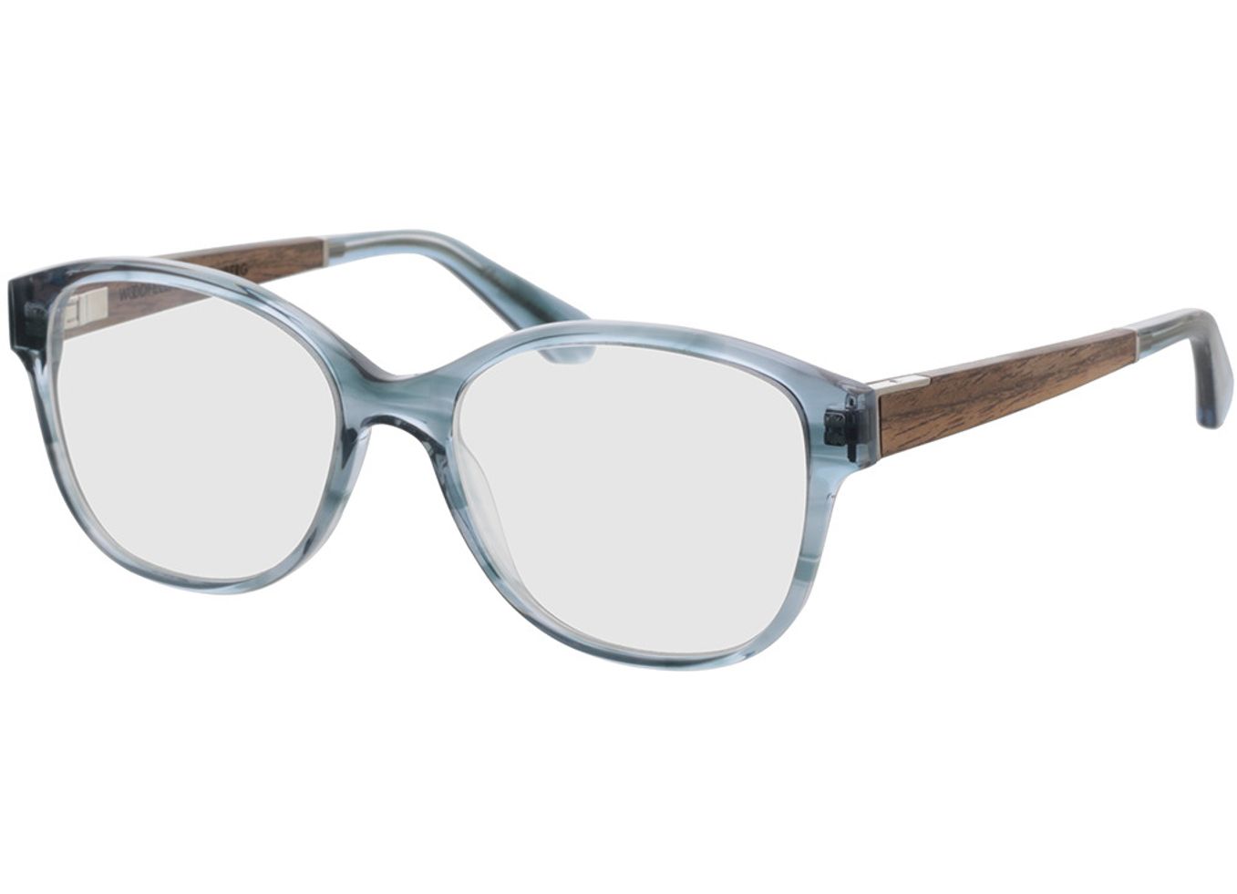 Woodfellas Optical Rosenberg Premium walnut/smoked blue 52-17 Brillengestell inkl. Gläser, Damen, Vollrand, panto