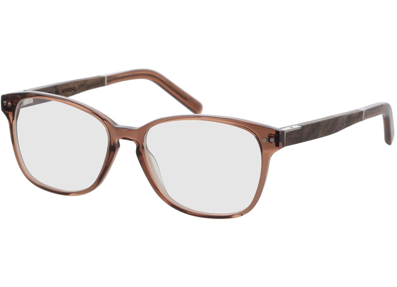 Woodfellas Optical Sendling Premium curled/solid brown 53-15 Brillengestell inkl. Gläser, Damen, Vollrand, Rechteckig