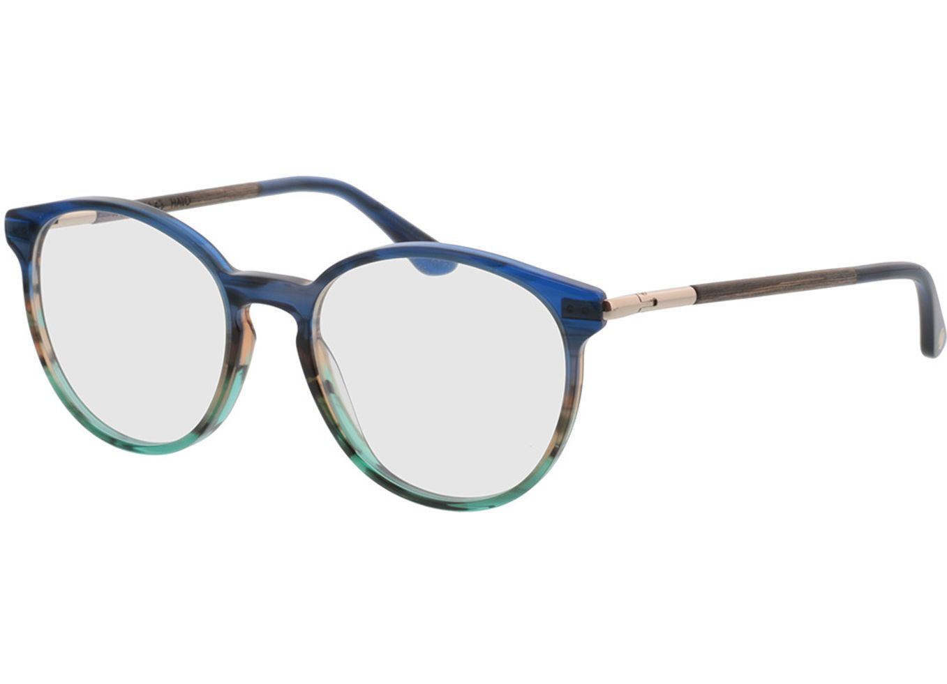 Woodfellas Optical Halo walnut/blue 52-18 Brillengestell inkl. Gläser, Damen/Herren, Vollrand, panto