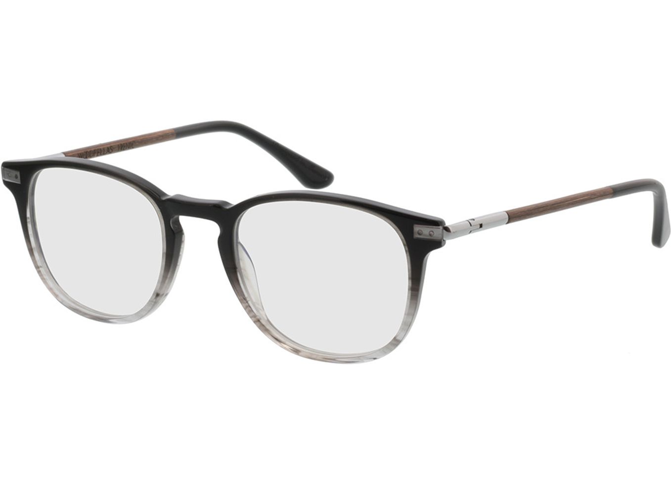 Woodfellas Optical Irenic macassar/blk 49-21 Brillengestell inkl. Gläser, Damen/Herren, Vollrand, Rund