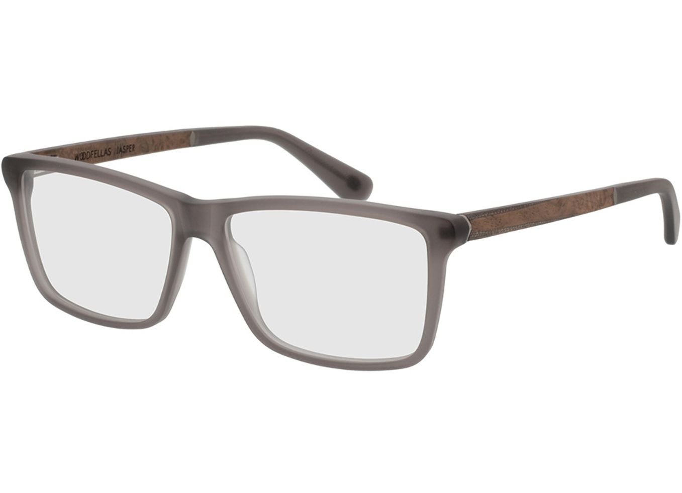 Woodfellas Optical Jasper curled/grey 56-15 Brillengestell inkl. Gläser, Damen/Herren, Vollrand, Rechteckig