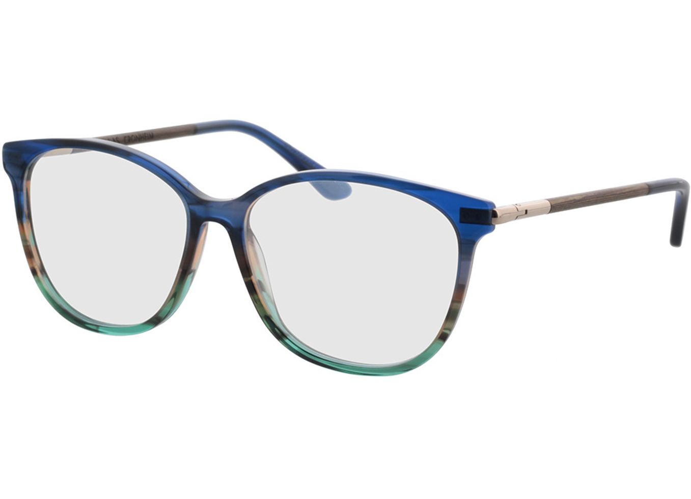 Woodfellas Optical Cronheim walnut/blue 54-14 Brillengestell inkl. Gläser, Damen, Vollrand, Cateye