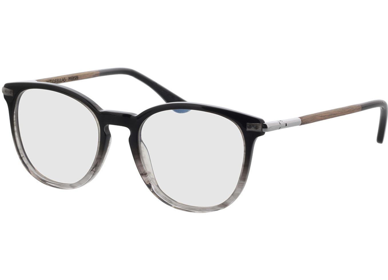 Woodfellas Optical Pfersee macassar/black 50-19 Brillengestell inkl. Gläser, Damen/Herren, Vollrand, Rund