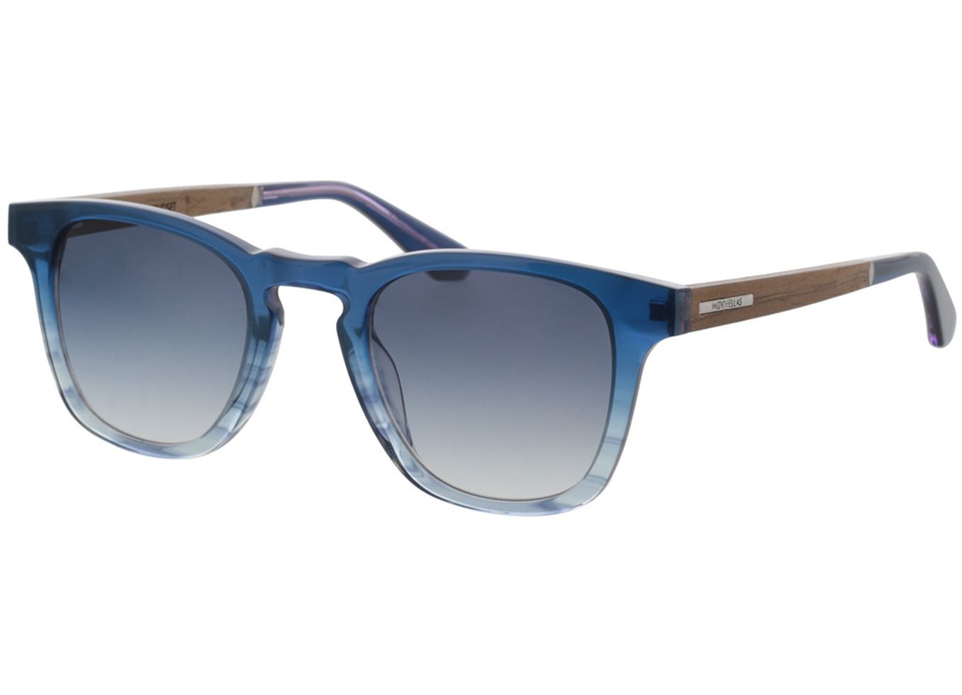 Woodfellas Sunglasses Mindset walnut/blue 48-24 Sonnenbrille mit Sehstärke erhältlich, Herren, Vollrand, Eckig