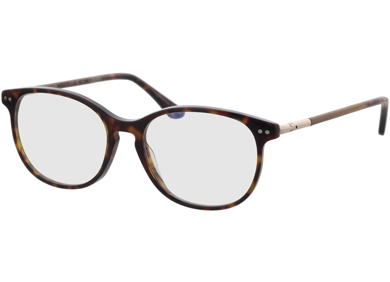 Woodfellas Optical Prospect walnut/havana 54-17 Brillengestell inkl. Gläser, Damen/Herren, Vollrand, Rund