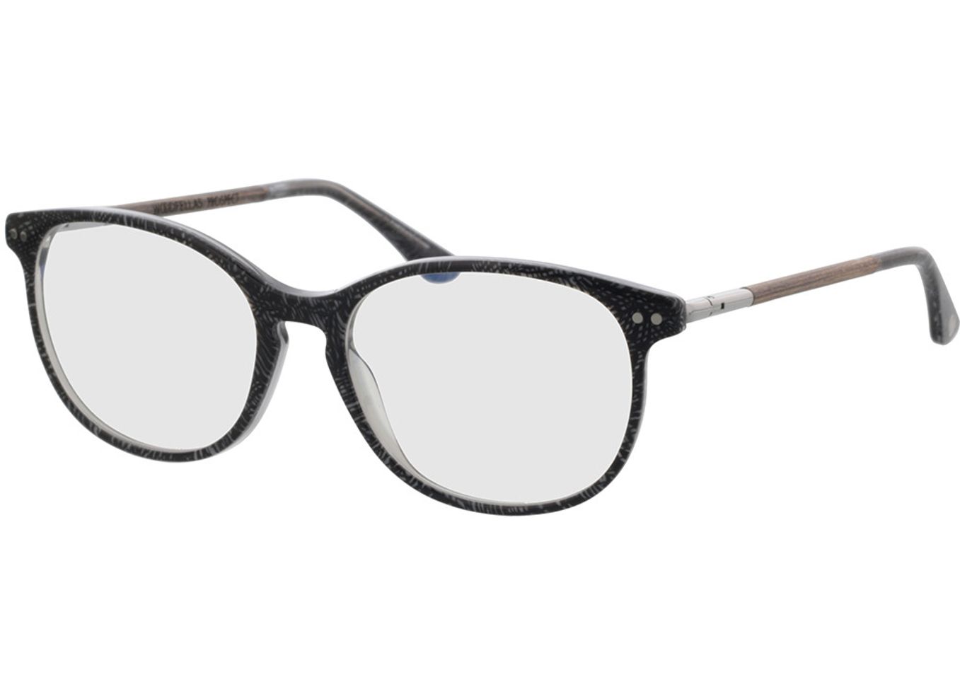 Woodfellas Optical Prospect curled/grey 54-17 Brillengestell inkl. Gläser, Damen/Herren, Vollrand, Rund