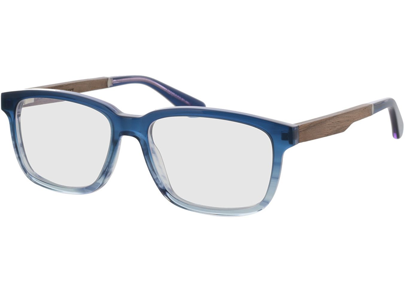 Woodfellas Optical Reflect walnut/blue 53-16 Brillengestell inkl. Gläser, Herren, Vollrand, Eckig