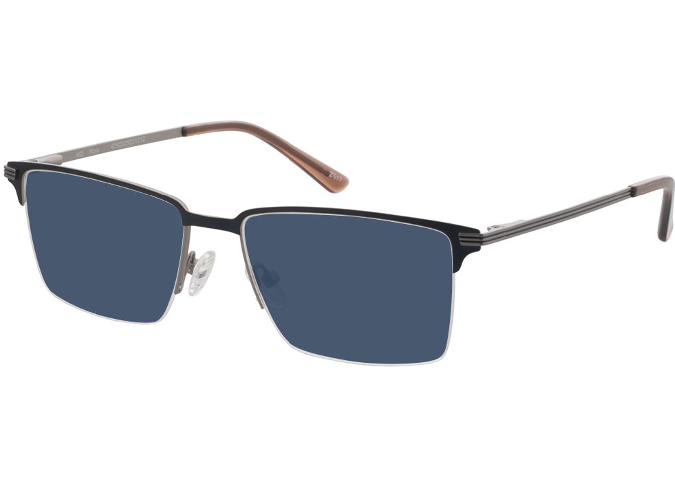 Ross - silber/blau Sonnenbrille ohne Sehstärke, Halbrand, browline