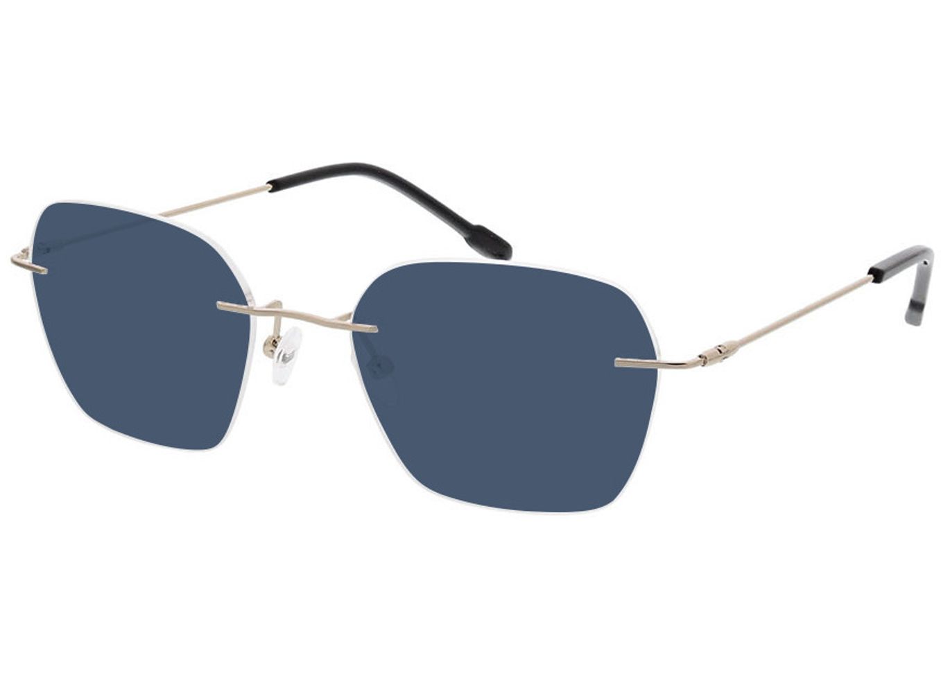 Frieda - weißgold/schwarz Sonnenbrille ohne Sehstärke, Randlos, geometric