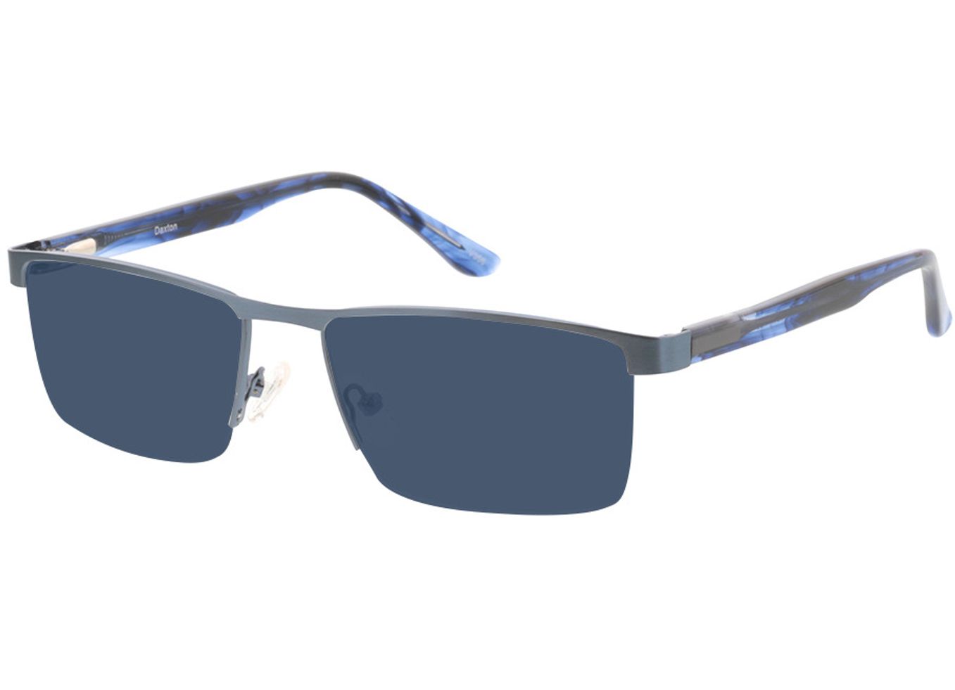 Daxton - matt blau/blau-meliert Sonnenbrille ohne Sehstärke, Halbrand, Rechteckig