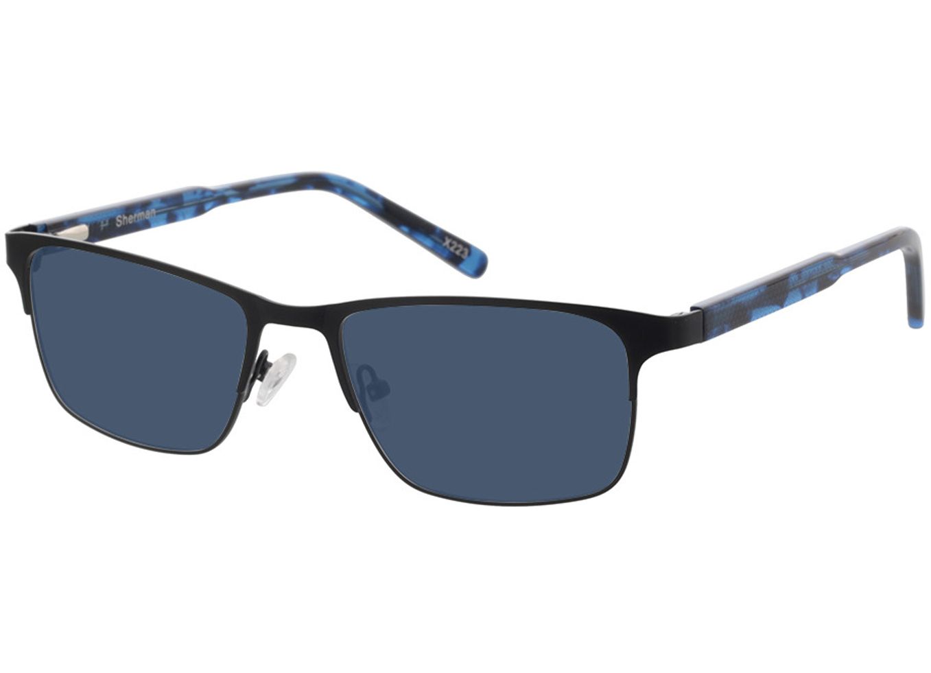 Sherman - schwarz/blau-meliert Sonnenbrille mit Sehstärke, Vollrand, Rechteckig