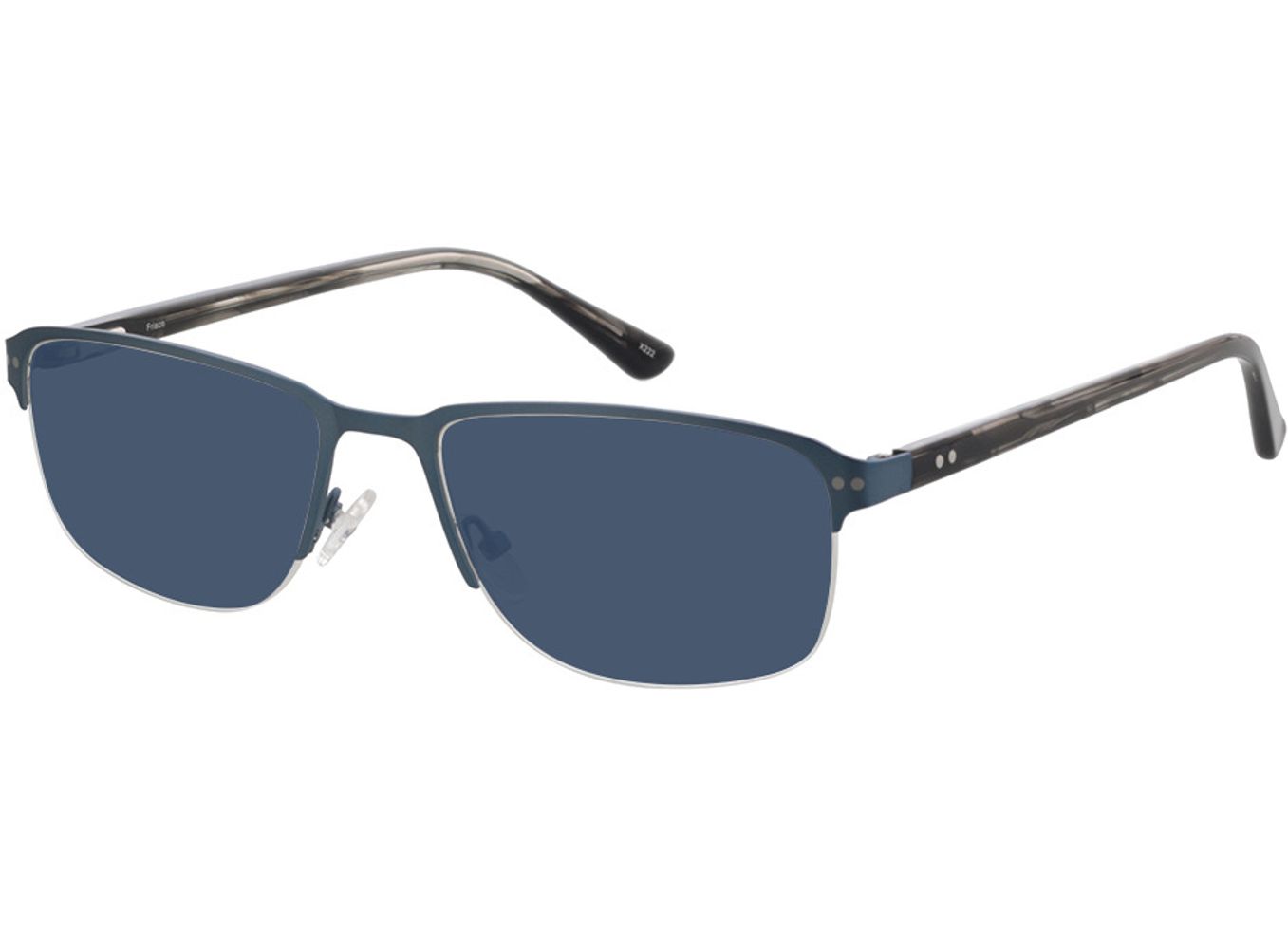 Frisco - matt blau Sonnenbrille mit Sehstärke, Halbrand, Rechteckig