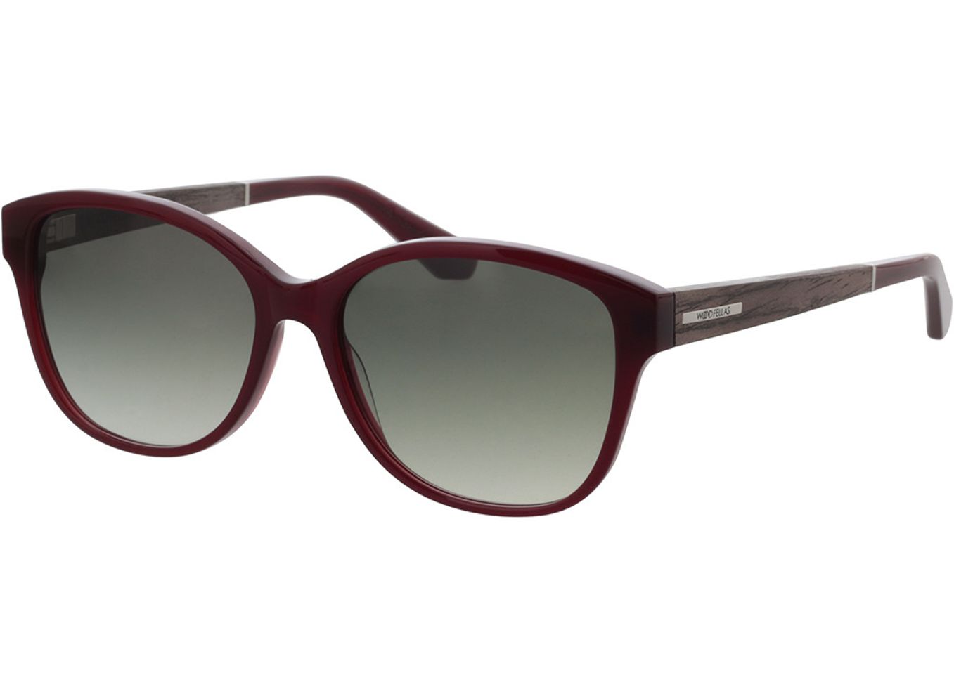 Woodfellas Sunglasses Rosenau black oak/burgundy 54-15 Sonnenbrille mit Sehstärke erhältlich, Damen, Vollrand, Eckig