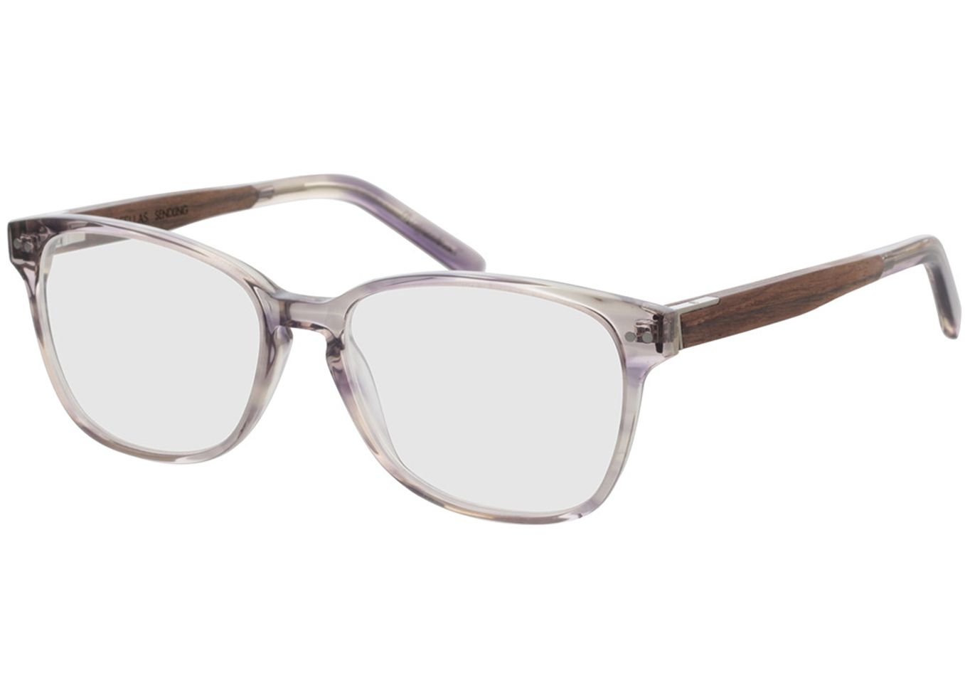 Woodfellas Optical Sendling Premium macassar grey 53-15 Brillengestell inkl. Gläser, Damen, Vollrand, Eckig