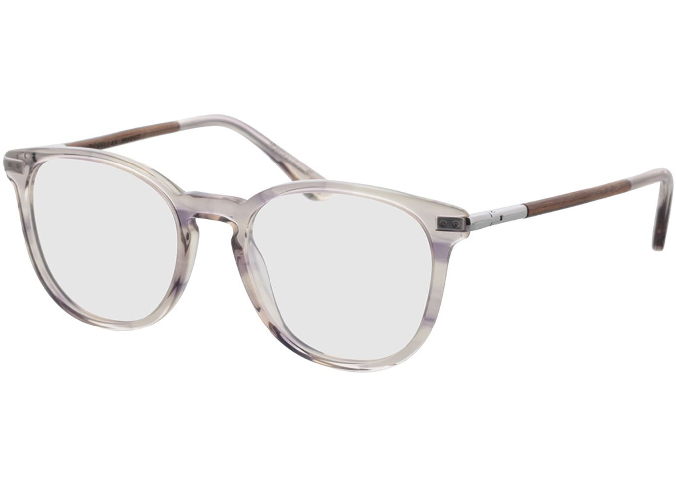 Woodfellas Optical Pfersee macassar/grey 50-19 Brillengestell inkl. Gläser, Damen/Herren, Vollrand, Rund