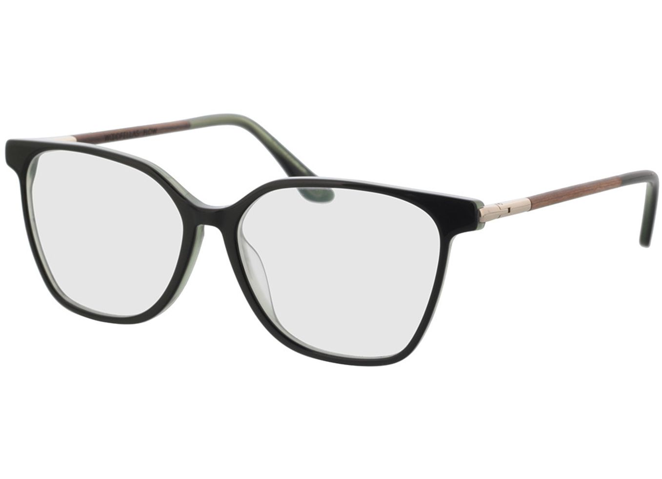 Woodfellas Optical Flow macassar/green 55-15 Brillengestell inkl. Gläser, Damen/Herren, Vollrand, Eckig