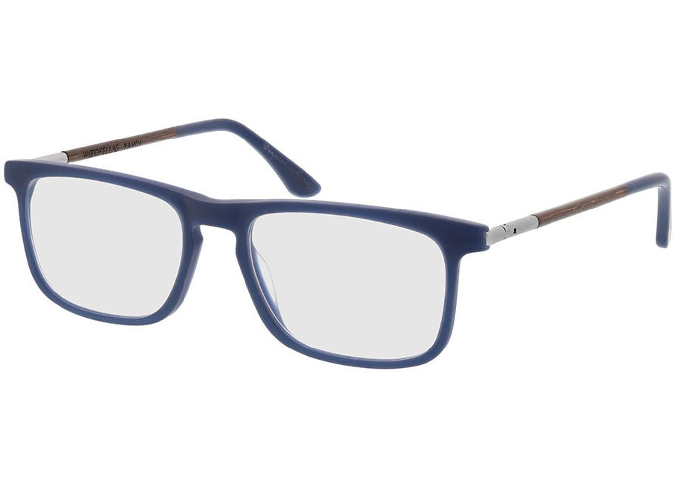 Woodfellas Optical Yawn walnut/blue 53-18 Brillengestell inkl. Gläser, Herren, Vollrand, Rechteckig