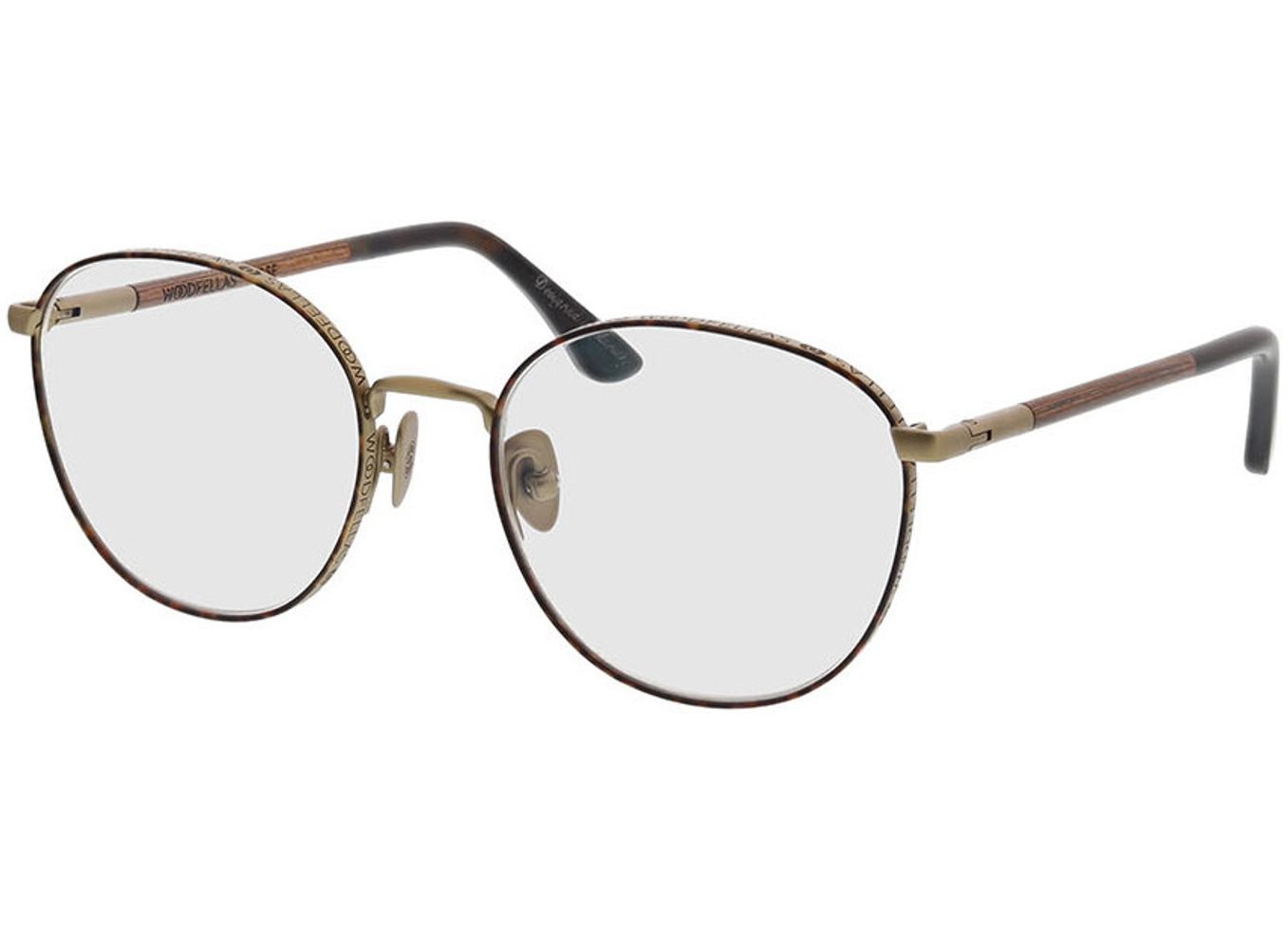 Woodfellas Optical Pulse macassar/khaki 53-19 Brillengestell inkl. Gläser, Damen/Herren, Vollrand, panto