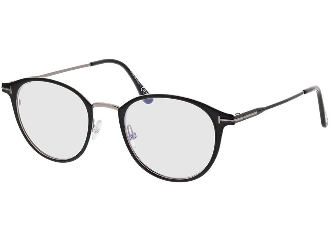 Tom Ford FT5528-B 001 49-20 Brillengestell inkl. Gläser, Damen/Herren, Vollrand, Rund