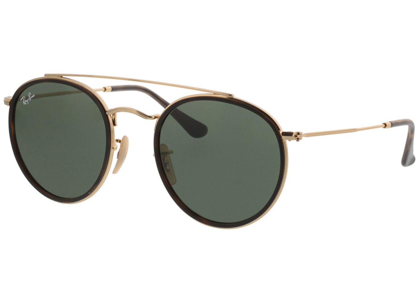 Ray-Ban Round Double Bridge RB3647N 001 51-22 Sonnenbrille mit Sehstärke erhältlich, Damen/Herren, Vollrand, Pilot