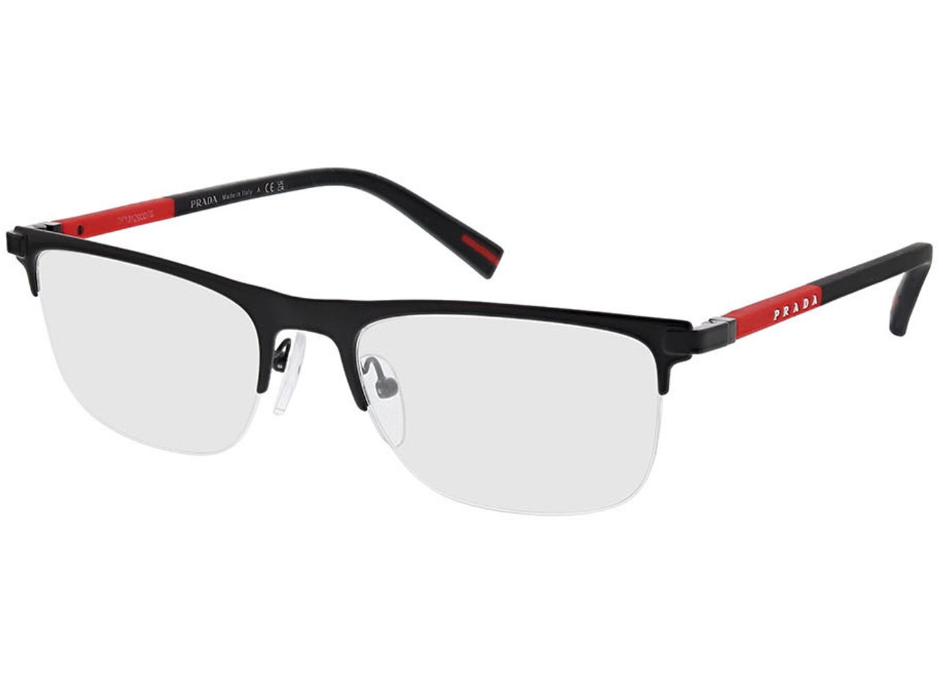 Prada Linea Rossa PS 50RV 1BO1O1 55-19 Brillengestell inkl. Gläser, Herren, Halbrand, browline