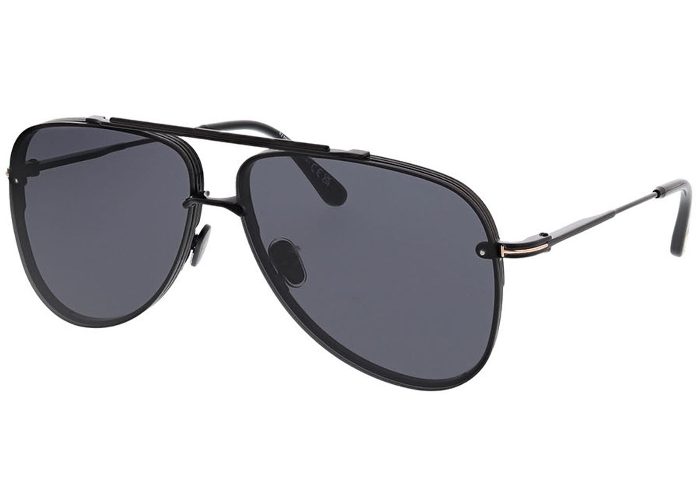 Tom Ford Leon FT1071 01A 62-12 Sonnenbrille ohne Sehstärke, Herren, Vollrand, Pilot