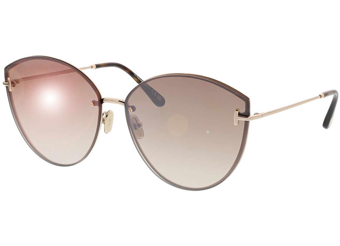 Tom Ford Evangeline FT1106 28G 63-14 Sonnenbrille ohne Sehstärke, Damen, Randlos, Cateye