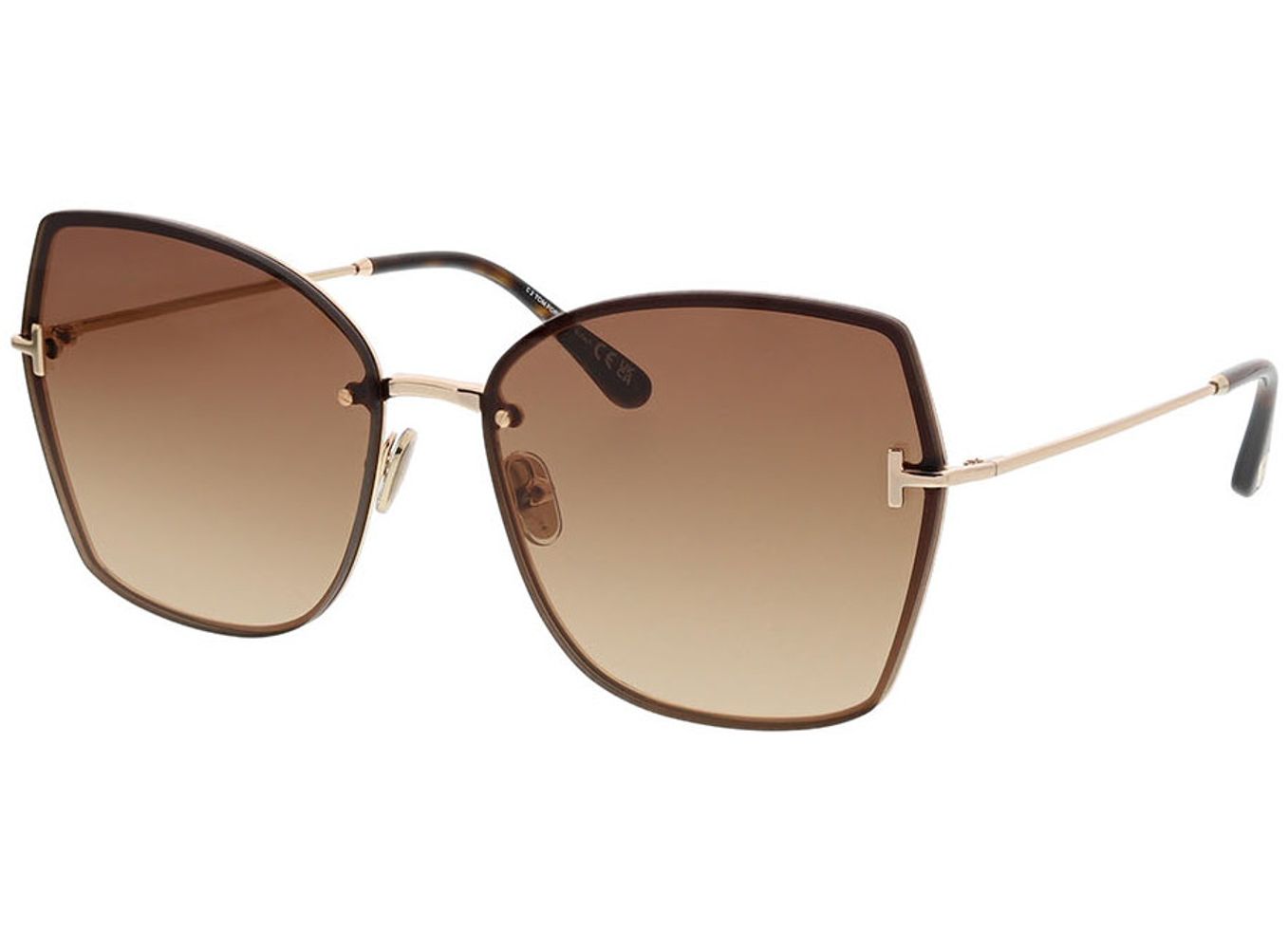 Tom Ford Nickie-02 FT1107 28F 62-16 Sonnenbrille ohne Sehstärke, Damen, Randlos, Eckig