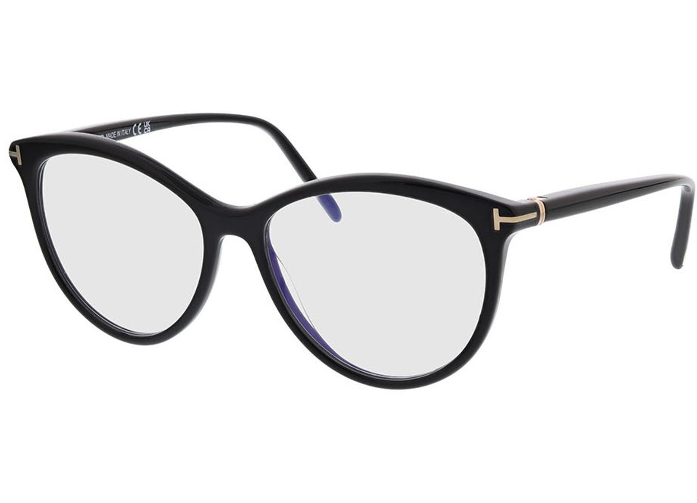 Tom Ford FT5990-B 001 55-15 Brillengestell inkl. Gläser, Damen, Vollrand, Rund